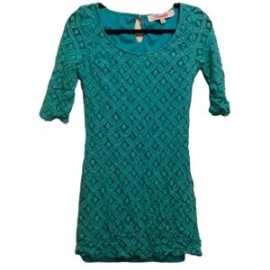 EMMELEE Green Crochet Lace Mini Dress | Small